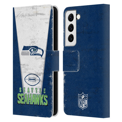 NFL Seattle Seahawks Logo Art Banner Leather Book Wallet Case Cover For Samsung Galaxy S22 5G