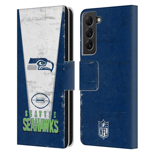 NFL Seattle Seahawks Logo Art Banner Leather Book Wallet Case Cover For Samsung Galaxy S22+ 5G