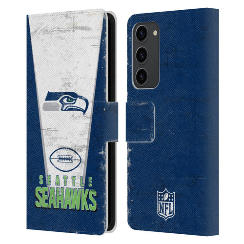 NFL Seattle Seahawks Logo Art Banner Leather Book Wallet Case Cover For Samsung Galaxy S23+ 5G