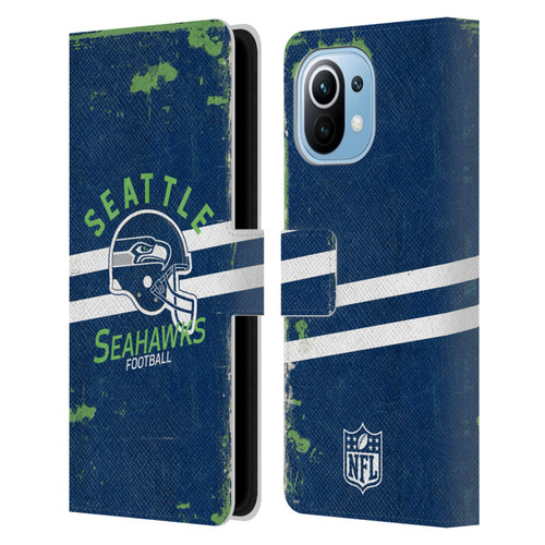 NFL Seattle Seahawks Logo Art Helmet Distressed Leather Book Wallet Case Cover For Xiaomi Mi 11
