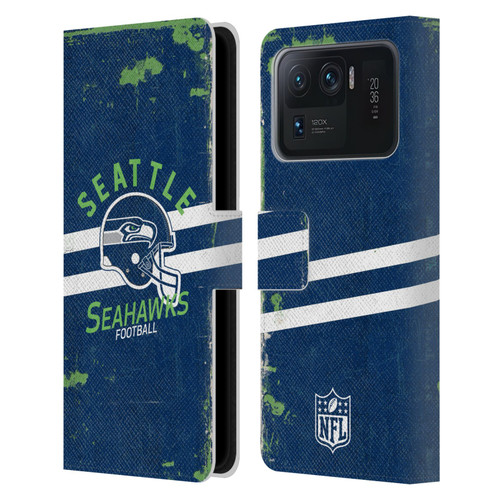 NFL Seattle Seahawks Logo Art Helmet Distressed Leather Book Wallet Case Cover For Xiaomi Mi 11 Ultra