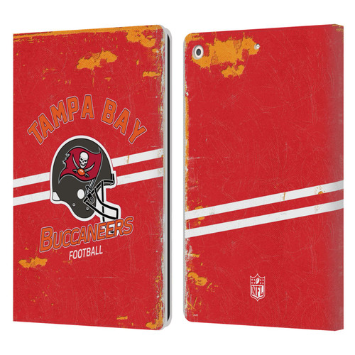 NFL Tampa Bay Buccaneers Logo Art Helmet Distressed Leather Book Wallet Case Cover For Apple iPad 10.2 2019/2020/2021