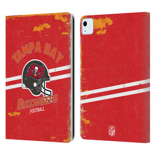 NFL Tampa Bay Buccaneers Logo Art Helmet Distressed Leather Book Wallet Case Cover For Apple iPad Air 2020 / 2022