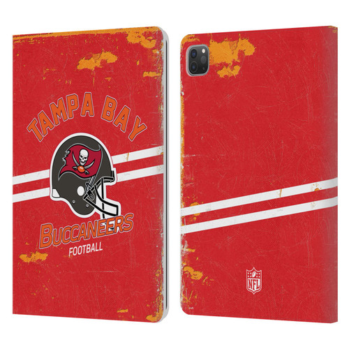 NFL Tampa Bay Buccaneers Logo Art Helmet Distressed Leather Book Wallet Case Cover For Apple iPad Pro 11 2020 / 2021 / 2022