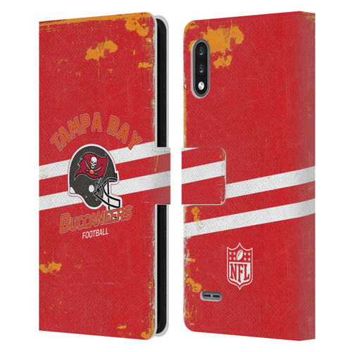 NFL Tampa Bay Buccaneers Logo Art Helmet Distressed Leather Book Wallet Case Cover For LG K22