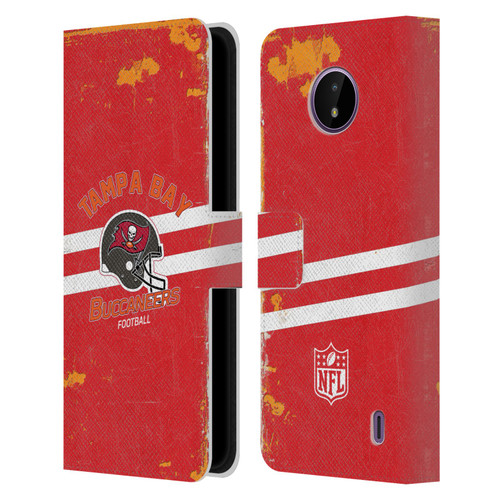 NFL Tampa Bay Buccaneers Logo Art Helmet Distressed Leather Book Wallet Case Cover For Nokia C10 / C20