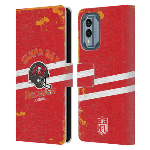 NFL Tampa Bay Buccaneers Logo Art Helmet Distressed Leather Book Wallet Case Cover For Nokia X30