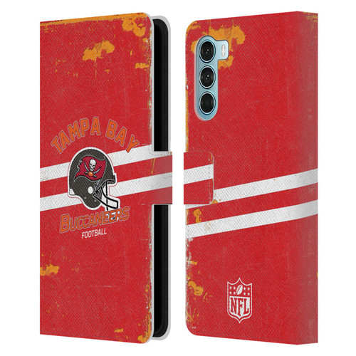 NFL Tampa Bay Buccaneers Logo Art Helmet Distressed Leather Book Wallet Case Cover For Motorola Edge S30 / Moto G200 5G