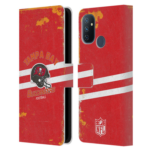 NFL Tampa Bay Buccaneers Logo Art Helmet Distressed Leather Book Wallet Case Cover For OnePlus Nord N100