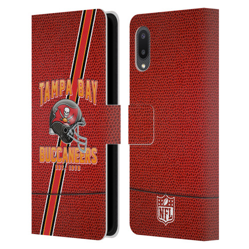 NFL Tampa Bay Buccaneers Logo Art Football Stripes Leather Book Wallet Case Cover For Samsung Galaxy A02/M02 (2021)