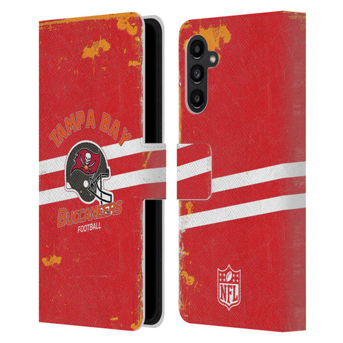 NFL Tampa Bay Buccaneers Logo Art Helmet Distressed Leather Book Wallet Case Cover For Samsung Galaxy A13 5G (2021)