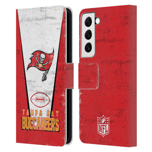 NFL Tampa Bay Buccaneers Logo Art Banner Leather Book Wallet Case Cover For Samsung Galaxy S22 5G