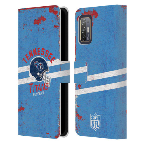 NFL Tennessee Titans Logo Art Helmet Distressed Leather Book Wallet Case Cover For HTC Desire 21 Pro 5G