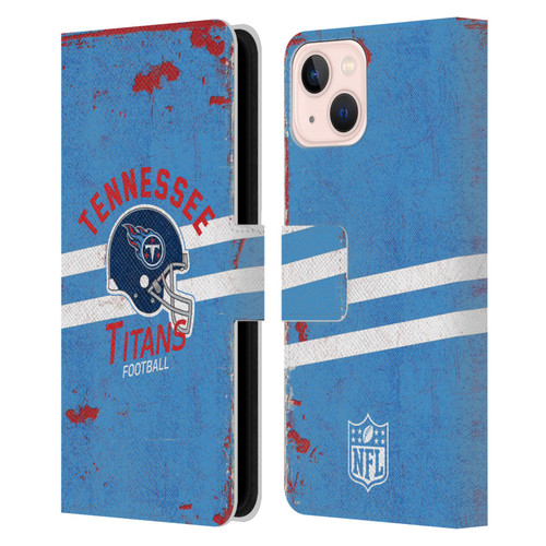 NFL Tennessee Titans Logo Art Helmet Distressed Leather Book Wallet Case Cover For Apple iPhone 13