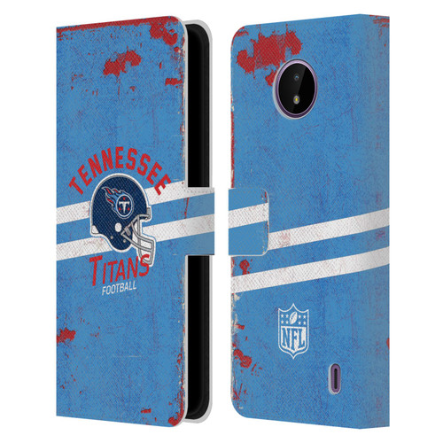 NFL Tennessee Titans Logo Art Helmet Distressed Leather Book Wallet Case Cover For Nokia C10 / C20