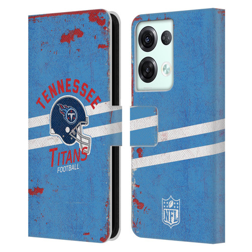NFL Tennessee Titans Logo Art Helmet Distressed Leather Book Wallet Case Cover For OPPO Reno8 Pro