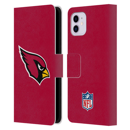 NFL Arizona Cardinals Logo Plain Leather Book Wallet Case Cover For Apple iPhone 11