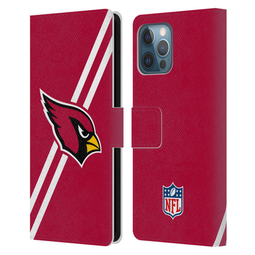 NFL Arizona Cardinals Logo Stripes Leather Book Wallet Case Cover For Apple iPhone 12 Pro Max