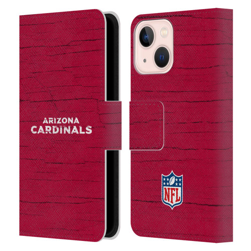 NFL Arizona Cardinals Logo Distressed Look Leather Book Wallet Case Cover For Apple iPhone 13 Mini