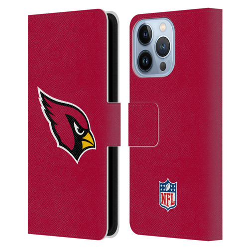 NFL Arizona Cardinals Logo Plain Leather Book Wallet Case Cover For Apple iPhone 13 Pro