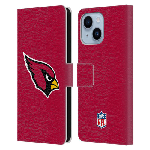 NFL Arizona Cardinals Logo Plain Leather Book Wallet Case Cover For Apple iPhone 14 Plus