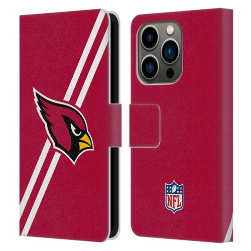 NFL Arizona Cardinals Logo Stripes Leather Book Wallet Case Cover For Apple iPhone 14 Pro