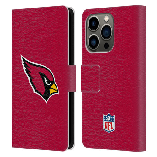 NFL Arizona Cardinals Logo Plain Leather Book Wallet Case Cover For Apple iPhone 14 Pro