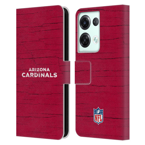 NFL Arizona Cardinals Logo Distressed Look Leather Book Wallet Case Cover For OPPO Reno8 Pro