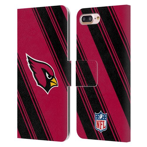 NFL Arizona Cardinals Artwork Stripes Leather Book Wallet Case Cover For Apple iPhone 7 Plus / iPhone 8 Plus