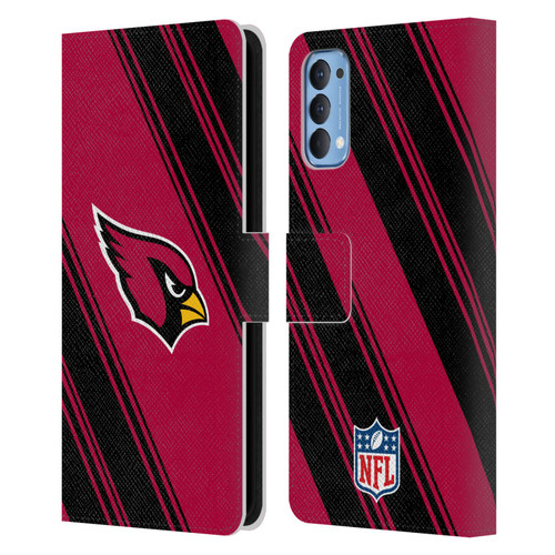 NFL Arizona Cardinals Artwork Stripes Leather Book Wallet Case Cover For OPPO Reno 4 5G