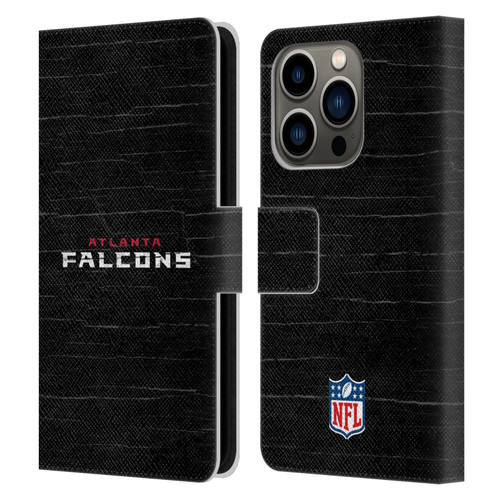 NFL Atlanta Falcons Logo Distressed Look Leather Book Wallet Case Cover For Apple iPhone 14 Pro