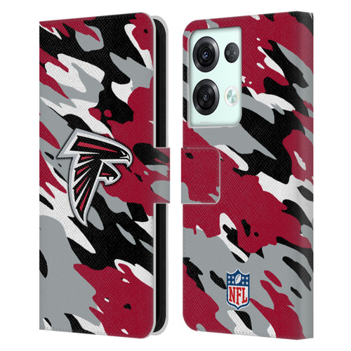 NFL Atlanta Falcons Logo Camou Leather Book Wallet Case Cover For OPPO Reno8 Pro