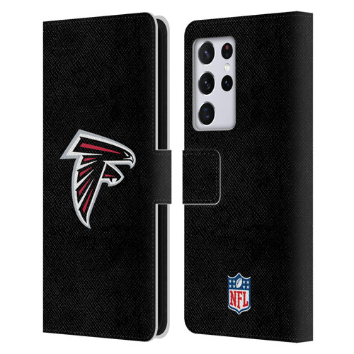 NFL Atlanta Falcons Logo Plain Leather Book Wallet Case Cover For Samsung Galaxy S21 Ultra 5G