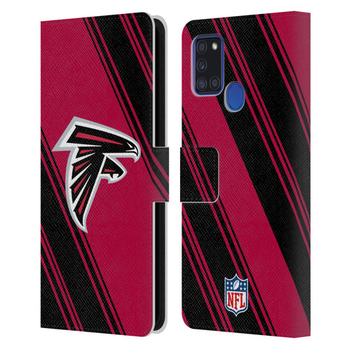 NFL Atlanta Falcons Artwork Stripes Leather Book Wallet Case Cover For Samsung Galaxy A21s (2020)