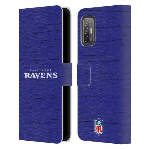 NFL Baltimore Ravens Logo Distressed Look Leather Book Wallet Case Cover For HTC Desire 21 Pro 5G