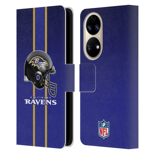 NFL Baltimore Ravens Logo Helmet Leather Book Wallet Case Cover For Huawei P50