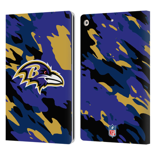 NFL Baltimore Ravens Logo Camou Leather Book Wallet Case Cover For Apple iPad 10.2 2019/2020/2021