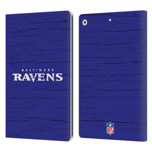 NFL Baltimore Ravens Logo Distressed Look Leather Book Wallet Case Cover For Apple iPad 10.2 2019/2020/2021