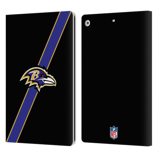 NFL Baltimore Ravens Logo Stripes Leather Book Wallet Case Cover For Apple iPad 10.2 2019/2020/2021
