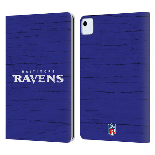 NFL Baltimore Ravens Logo Distressed Look Leather Book Wallet Case Cover For Apple iPad Air 2020 / 2022