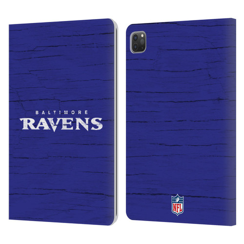 NFL Baltimore Ravens Logo Distressed Look Leather Book Wallet Case Cover For Apple iPad Pro 11 2020 / 2021 / 2022
