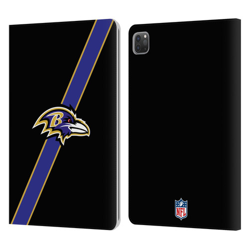 NFL Baltimore Ravens Logo Stripes Leather Book Wallet Case Cover For Apple iPad Pro 11 2020 / 2021 / 2022