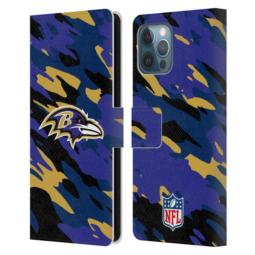 NFL Baltimore Ravens Logo Camou Leather Book Wallet Case Cover For Apple iPhone 12 Pro Max