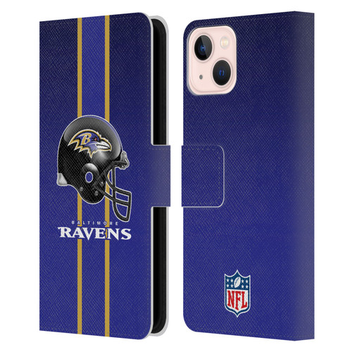 NFL Baltimore Ravens Logo Helmet Leather Book Wallet Case Cover For Apple iPhone 13