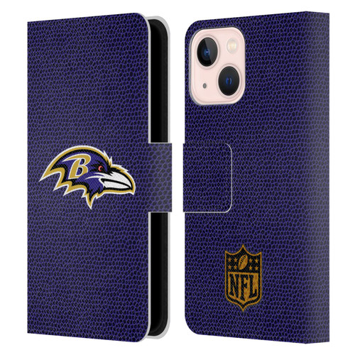 NFL Baltimore Ravens Logo Football Leather Book Wallet Case Cover For Apple iPhone 13 Mini
