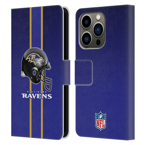 NFL Baltimore Ravens Logo Helmet Leather Book Wallet Case Cover For Apple iPhone 14 Pro