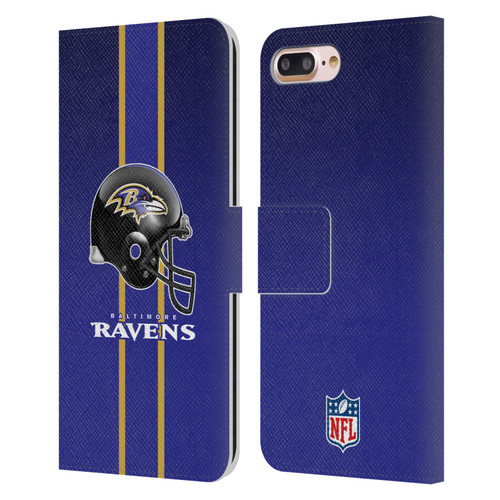 NFL Baltimore Ravens Logo Helmet Leather Book Wallet Case Cover For Apple iPhone 7 Plus / iPhone 8 Plus