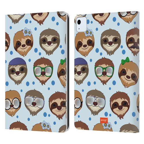 emoji® Sloth Pattern Leather Book Wallet Case Cover For Apple iPad Air 11 2020/2022/2024