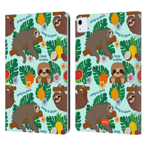 emoji® Sloth Tropical Leather Book Wallet Case Cover For Apple iPad Air 11 2020/2022/2024