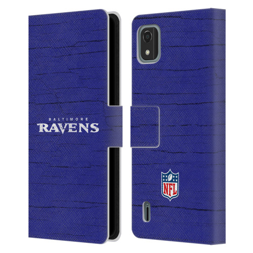 NFL Baltimore Ravens Logo Distressed Look Leather Book Wallet Case Cover For Nokia C2 2nd Edition